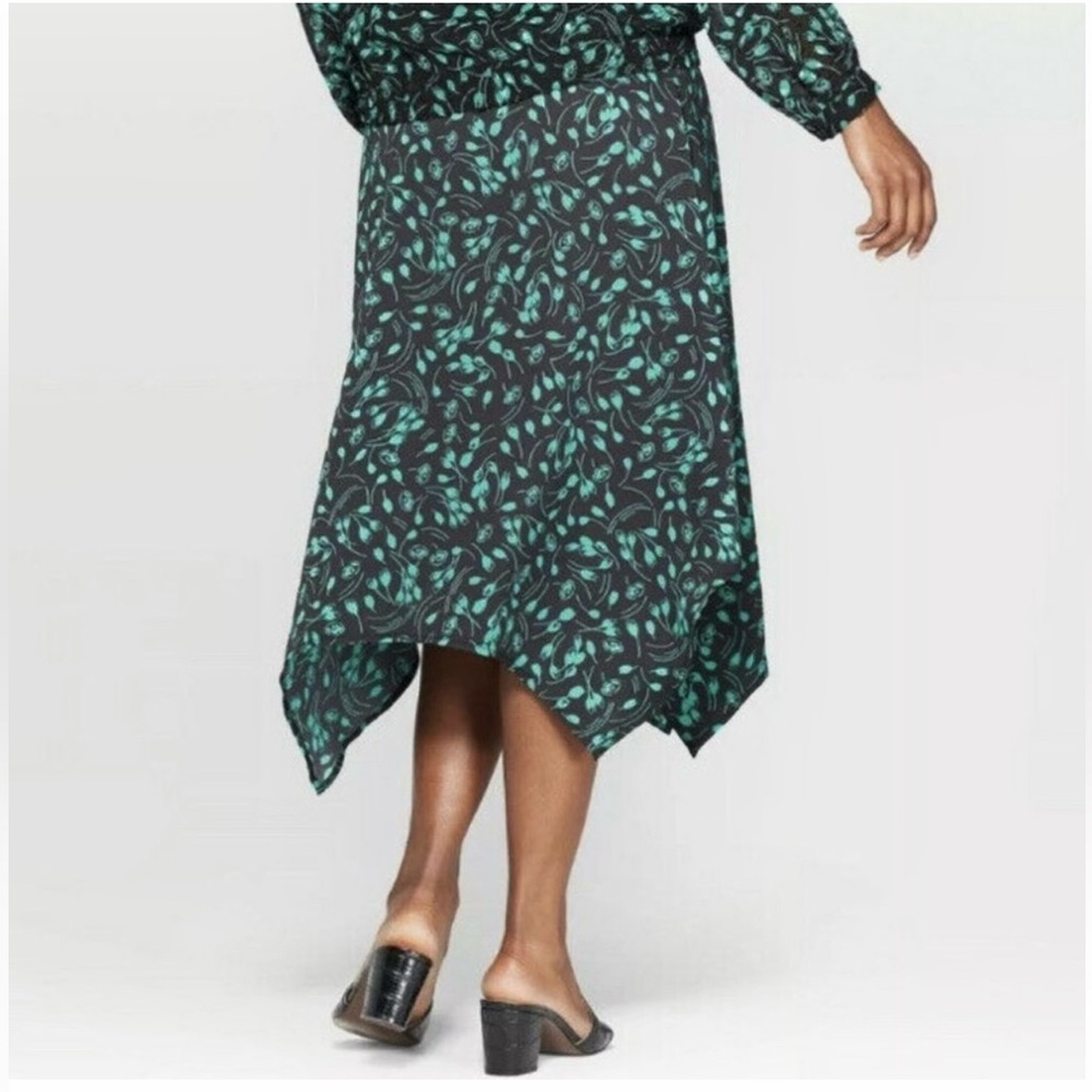 Satin Asymmetrical Floral Midi Skirt - Picture 3 of 8